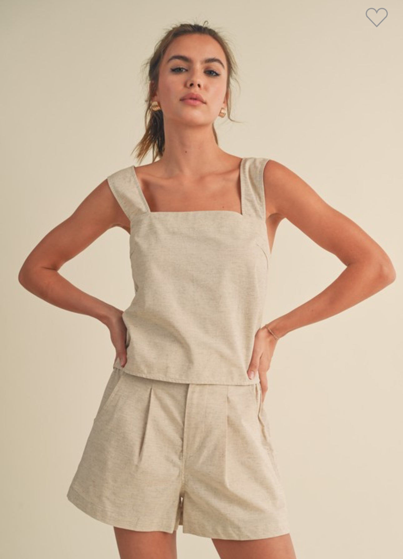 CROSSED BACK LINEN TOP