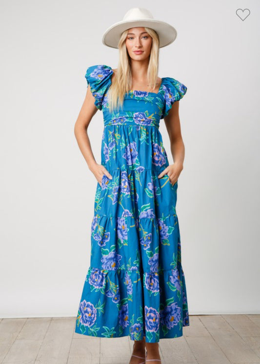 BLUE FLORAL MAXI